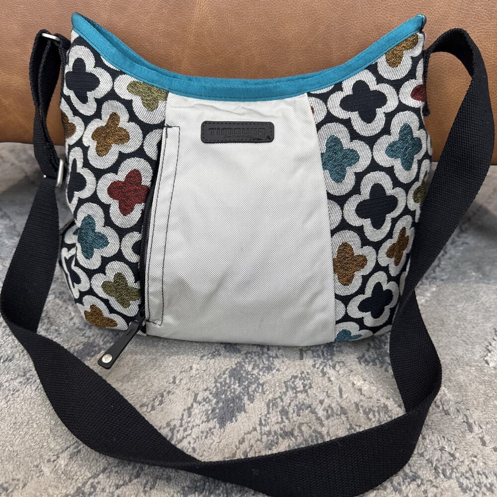 Timbuk2 Scrunchie Yoga Tote bag Cream Blue Black Cotton Patterned